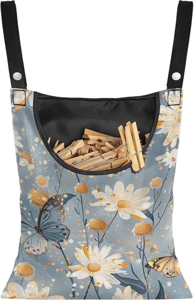 Butterfly Clothespin Bag with Hanging Rope 14.5 x 12 Inch Summer Waterproof by CREAMIC