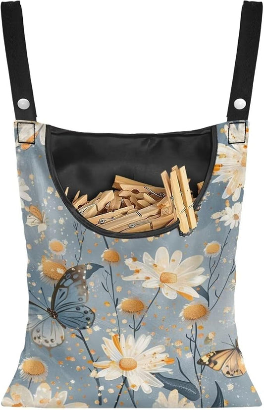 Butterfly Clothespin Bag with Hanging Rope 14.5 x 12 Inch Summer Waterproof by CREAMIC