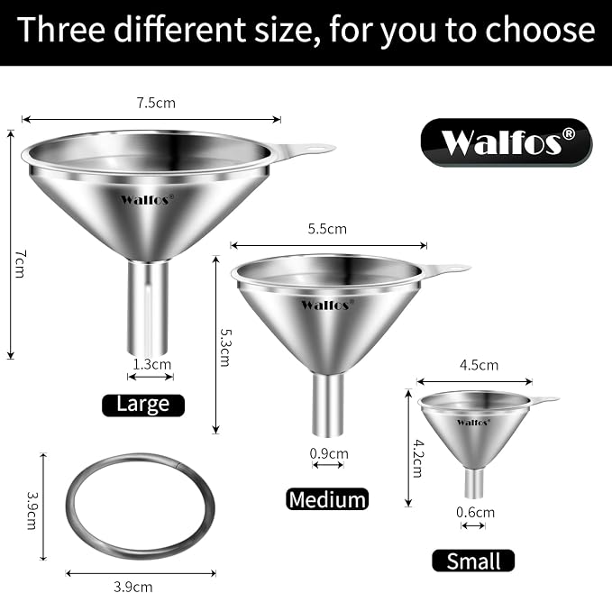 WALFOS Mini Stainless Steel Funnels, - Image 4