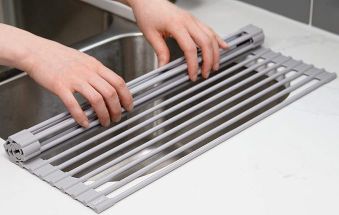 Surpahs Over Sink Foldable Multipurpose Roll-Up Dish Drying Rack, Silicone - Image 9