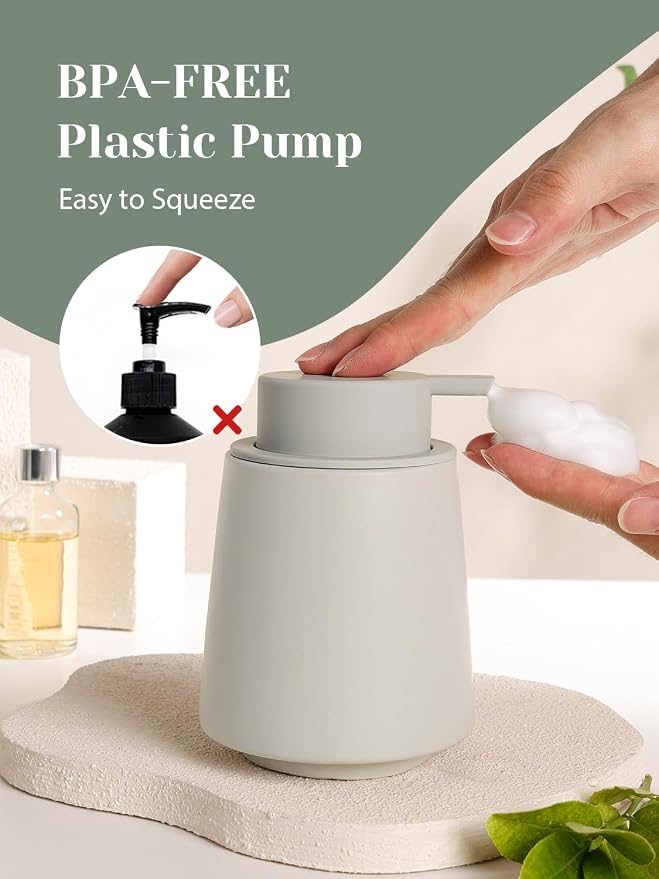 INGOFIN Ceramic Foaming Soap Dispenser -14 oz Foam Hand Soap Dispenser Bathroom - Image 6