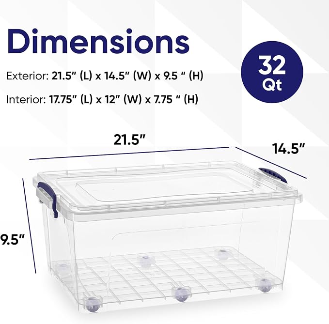 Superio Storage Bins with Lids, Stackable Totes, BPA Free, Odor Free, Organizer - Image 2