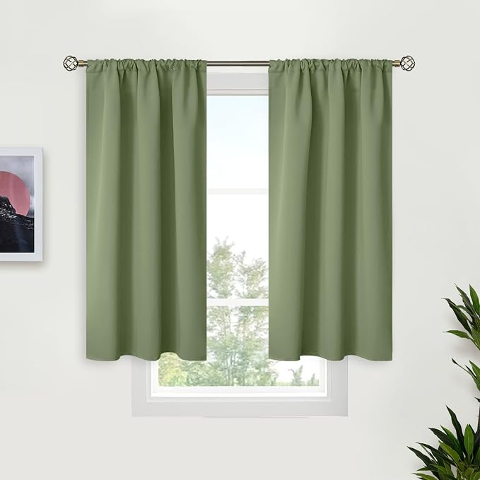 BGment Olive Green Short Curtains 40 Inches Long by BGment