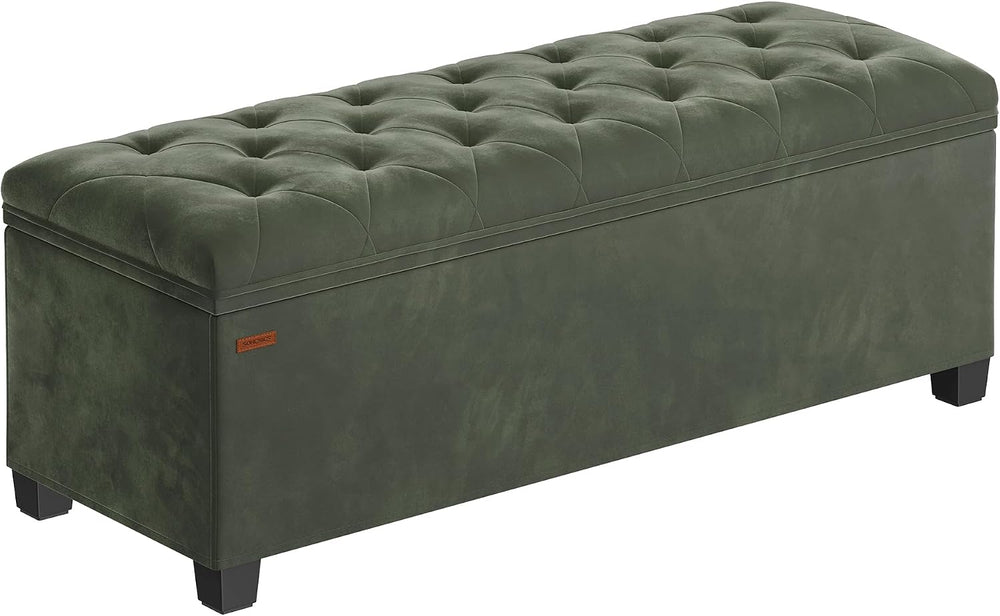 SONGMICS Velvet Storage Ottoman Bench, Foot Rest