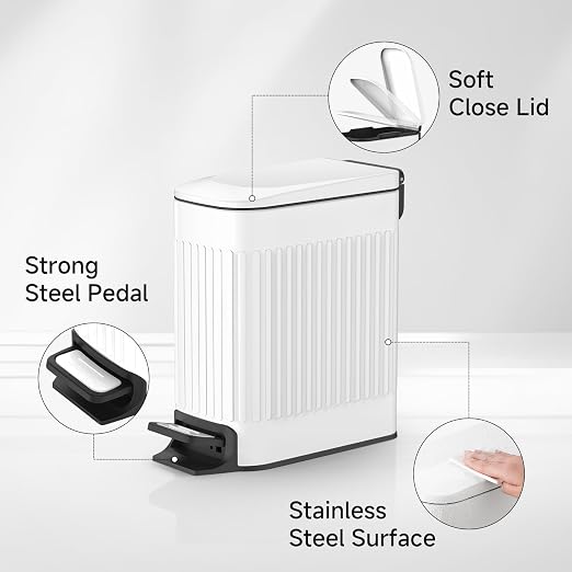 TIPGO Slim Bathroom Trash Can - Image 3