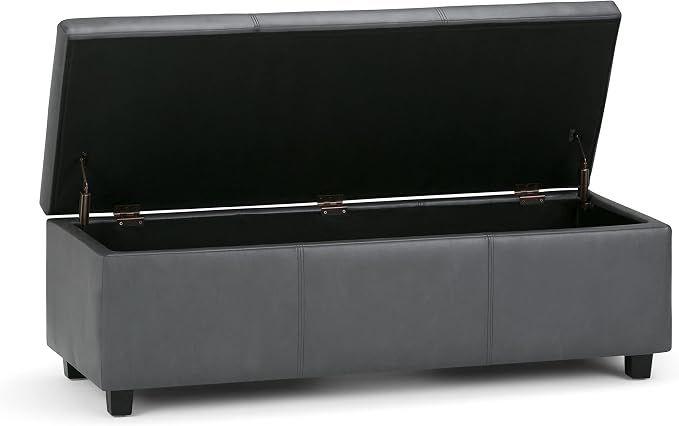 SIMPLIHOME Avalon 48 inch Wide Contemporary Rectangle Storage Ottoman Bench in