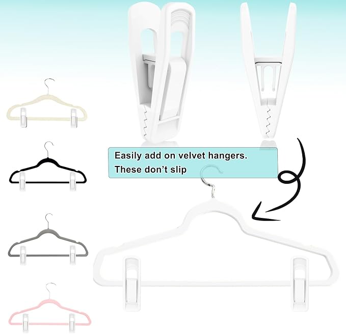 Hanger Clips for Velvet Hangers, Non-Slip Plastic Clips Pant Skirt Hanger Clips - Image 2