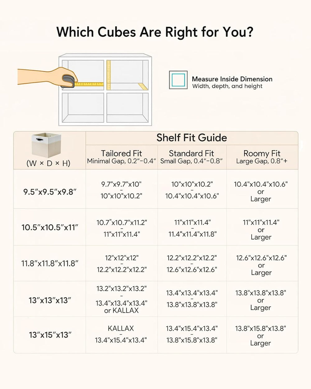 Cube Storage Bins | 11.8"x11.8"x9.8", Beige & White, 6 Pack