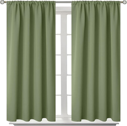 BGment Olive Green Blackout Curtains 45 Inch Length by BGment
