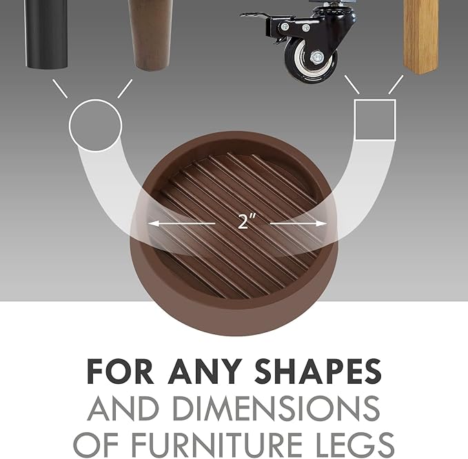 2X2 Round Rubber Caster Cups, Non Slip Furniture Pads, Anti-Slip Gripper - Image 2