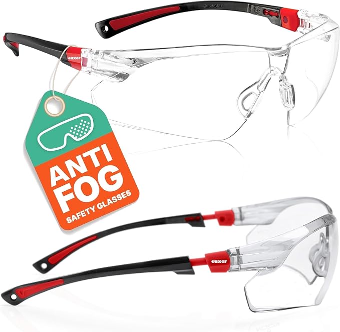 Red Frame Safety Glasses Goggles by Euxor