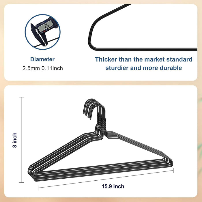 SPECILITE Wire Metal Clothes Hangers Bulk 100 Pack, Ultra Thin, Black