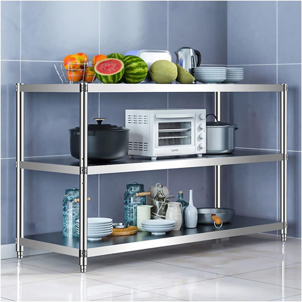 Stainless Steel Shelf, Kitchen Storage Rack, 3-Tier Shelving Units and Storag...