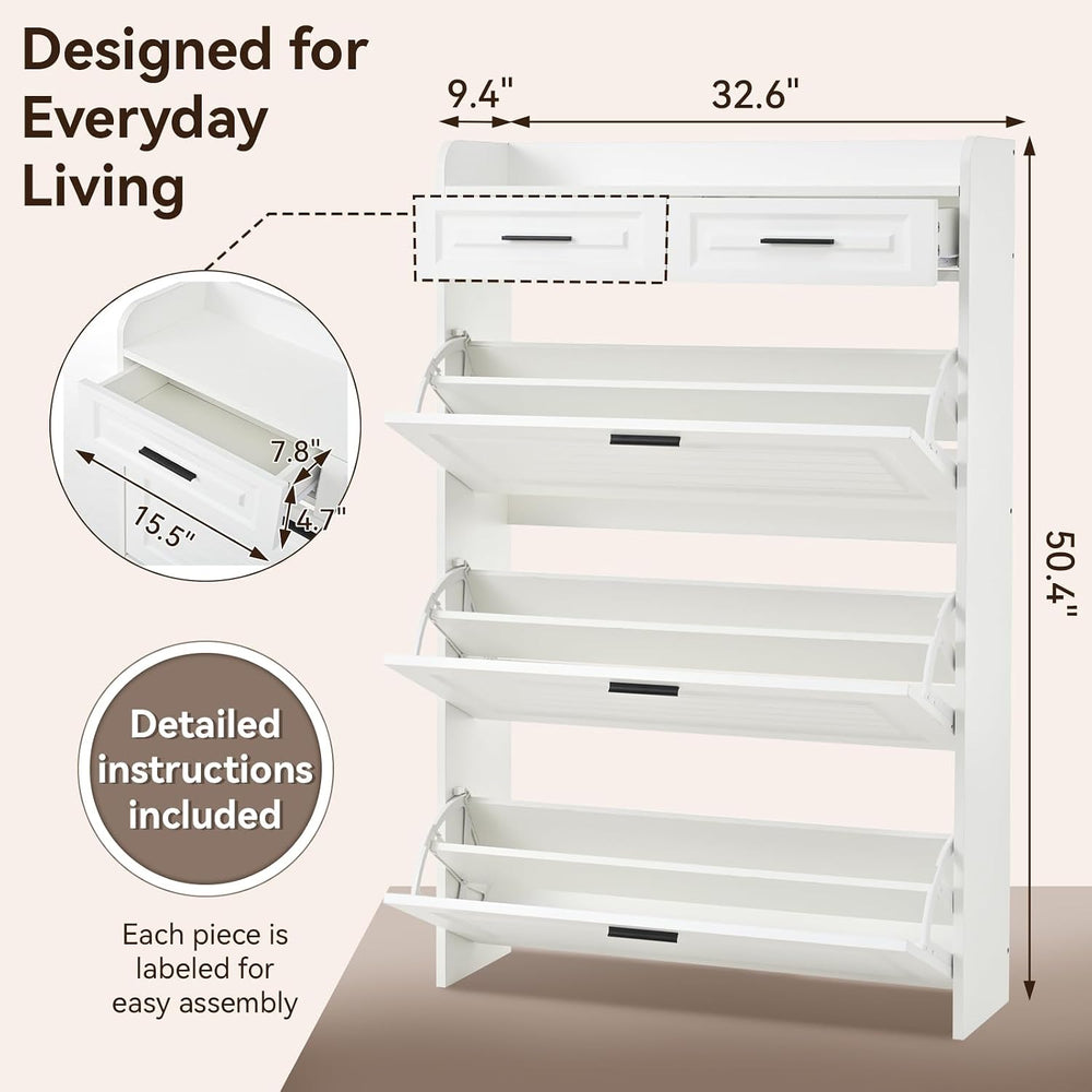 Slim Shoe Storage Cabinet, Hidden Entryway Shoe Rack