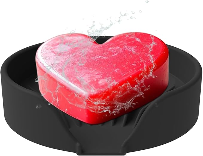 Self Draining Soap Dish, Silicone Suction Cup Soap Holder Tray Savers Container by UltraKeno