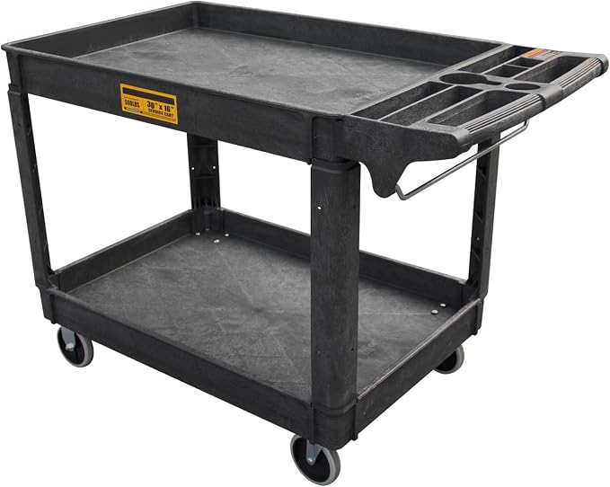 Utility Service Cart, 2-Shelf 500LBS Heavy Duty Plastic Rolling Utility Cart by Unknown