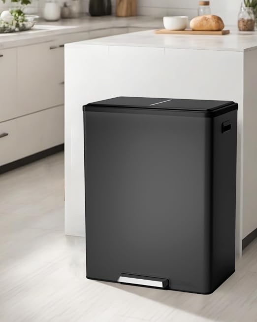 Garvee Dual Trash Can for Recycling and Trash, 2 x 30 L Stainless Steel Kitchen by Garvee