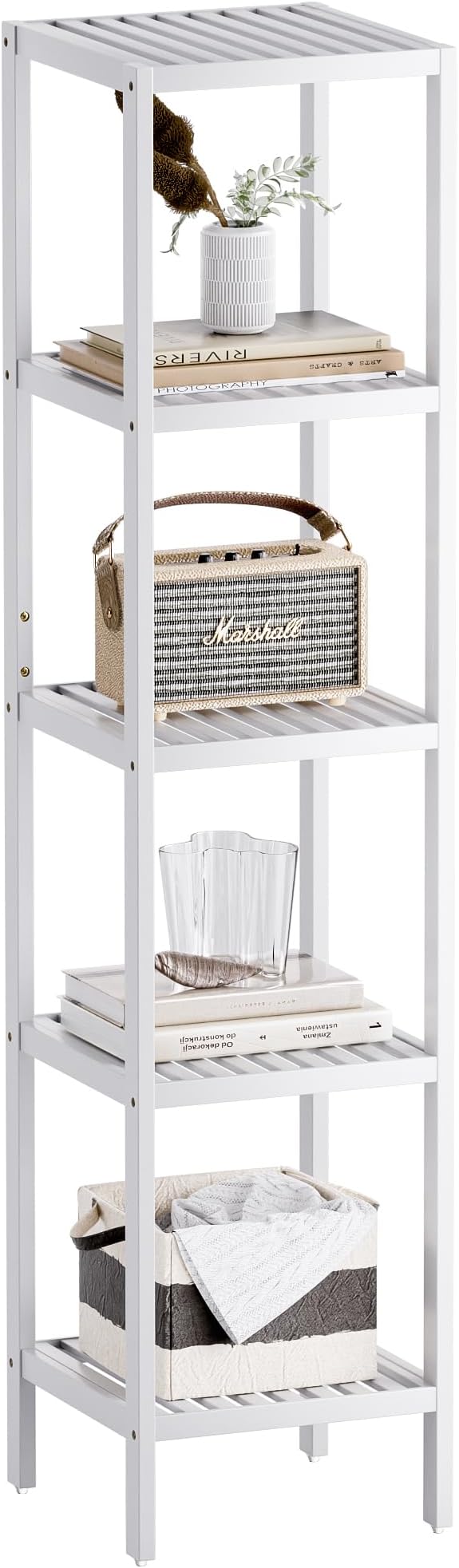 SMIBUY Bathroom Storage Shelf, 5-Tier Bamboo Rack Organizer by SMIBUY