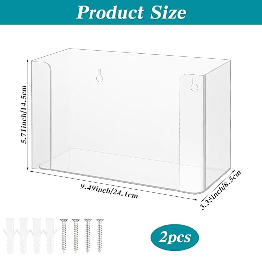 2 Pack Glove Holder for Wall Mount: Magnetic Gloves Box Holder, Acrylic - Image 2