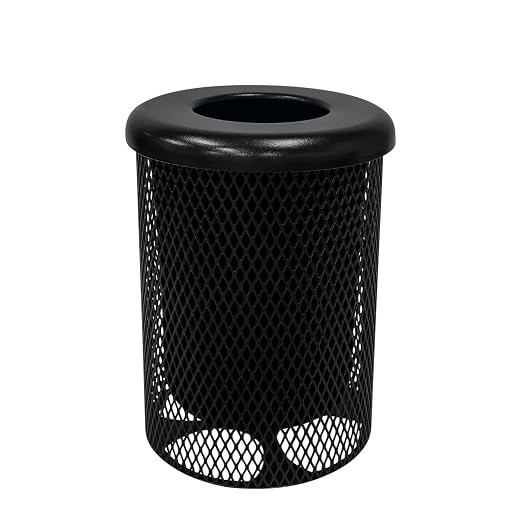 COATEDOUTDOORFURNITURE RFT-TXTBLK Heavy Duty Round Trash Receptacle by CoatedOutdoorFurniture