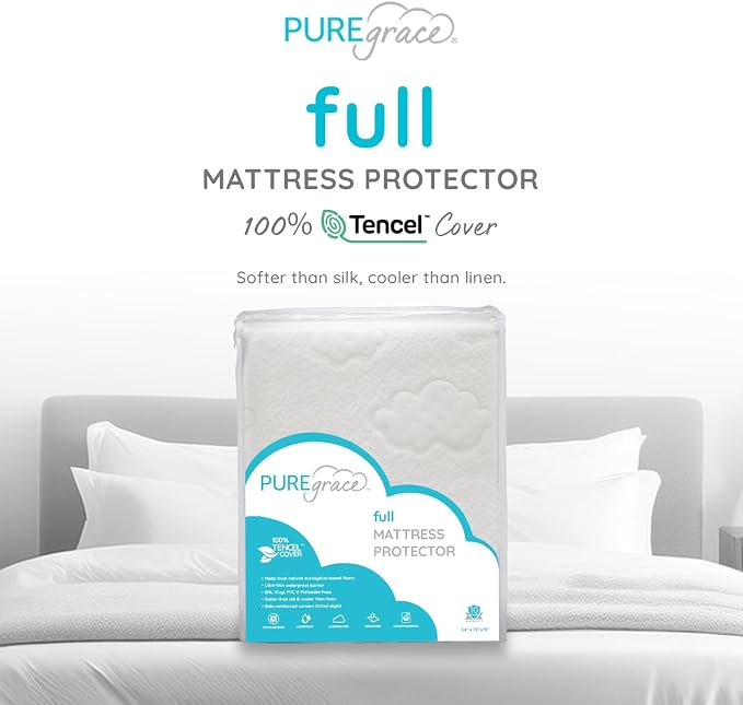 PUREgrace Tencel Mattress Protector – Waterproof, Noiseless Cover - Image 2