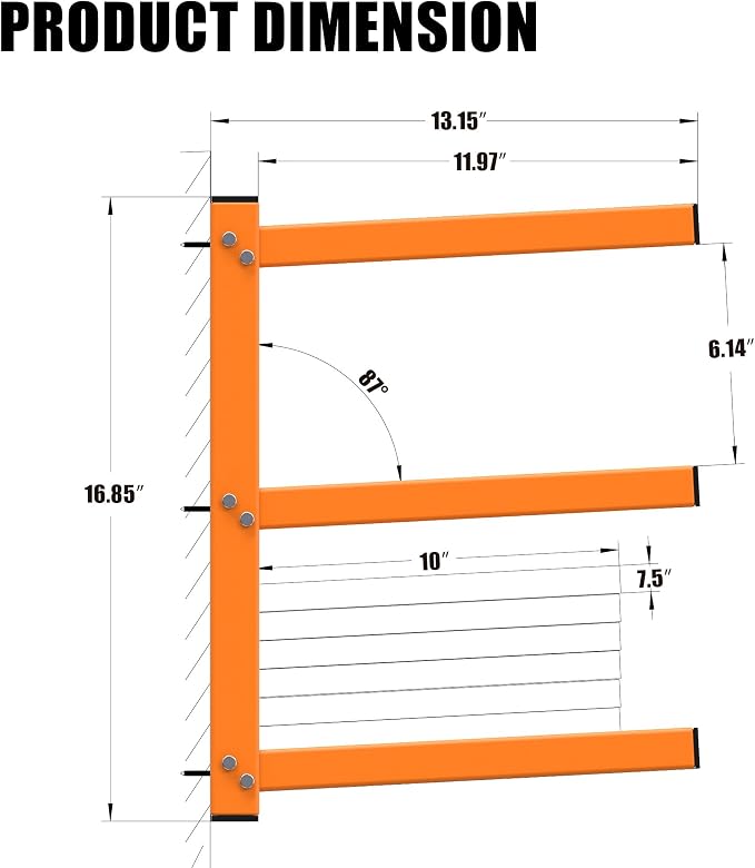UNITEDPOWER Wall Mount Wood Organizer, Lumber Storage Rack, Heavy Duty Metal - Image 2