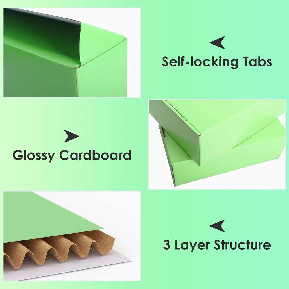 PHAREGE 20 Pack 12x9x4 in Cardboard Shipping Boxes, Light Green Gift Box