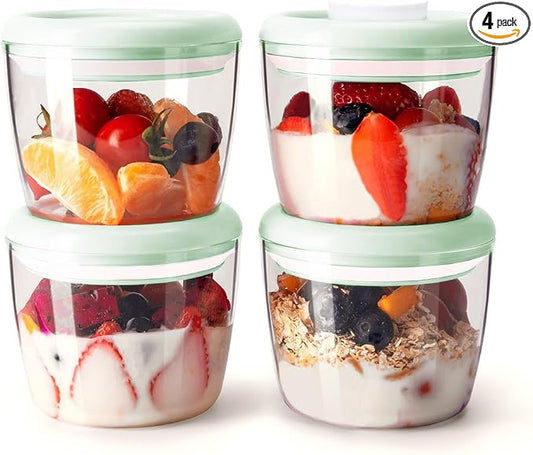 Overnight Oats Containers with Lids, 14oz 400ml Set of 4 Meal Prep Container by ANKOU
