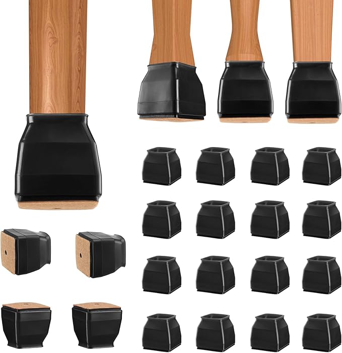 BALEINE 16 Pack Silicone Chair Leg Floor Protectors, Stool Leg Protectors Cap by BALEINE