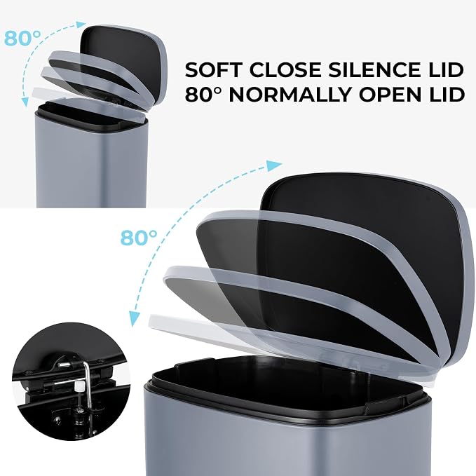 8 Gal Kitchen Trash Can, 30L Recycling or Garbage Bin, Brushed Stainless Steel - Image 3