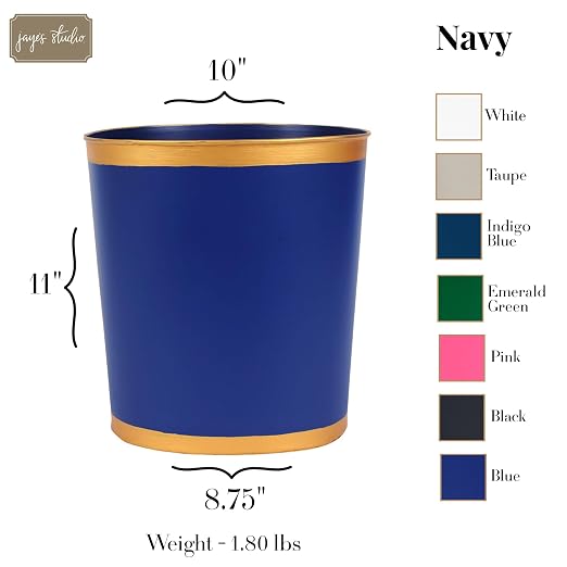 Jaye's Studio Mattie Line, Oval Wastebasket & Garbage Bin, Hand-Painted - Image 5