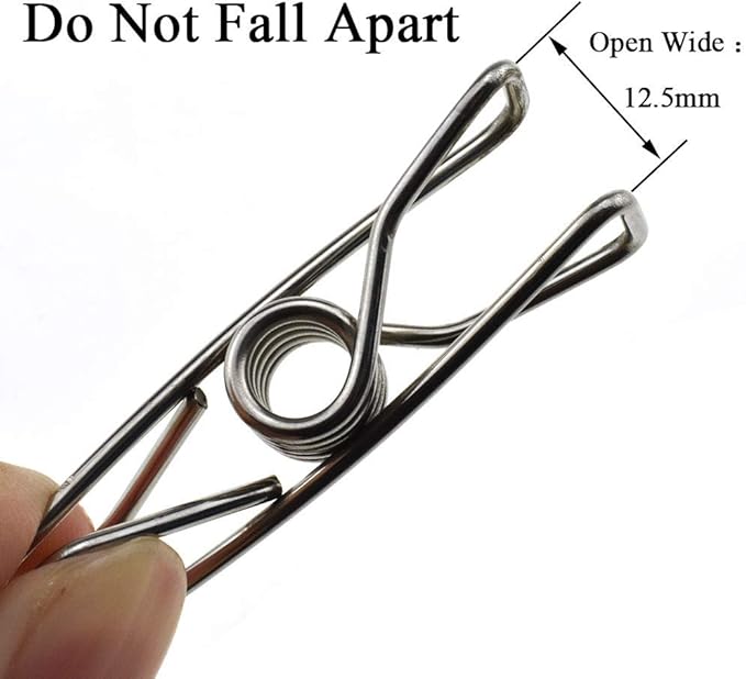HAHIYO Clothespins Chip Clips All Metal Stainless Steel No Rust Stains Strong - Image 3