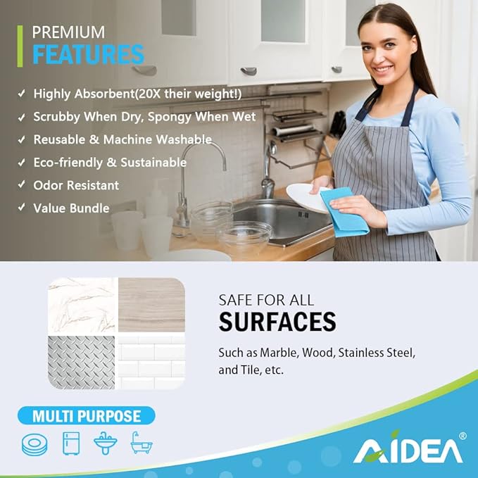 AIDEA Swedish Dishcloths for Kitchen-10PK, Absorbent Sponge Dish Cloth - Image 2