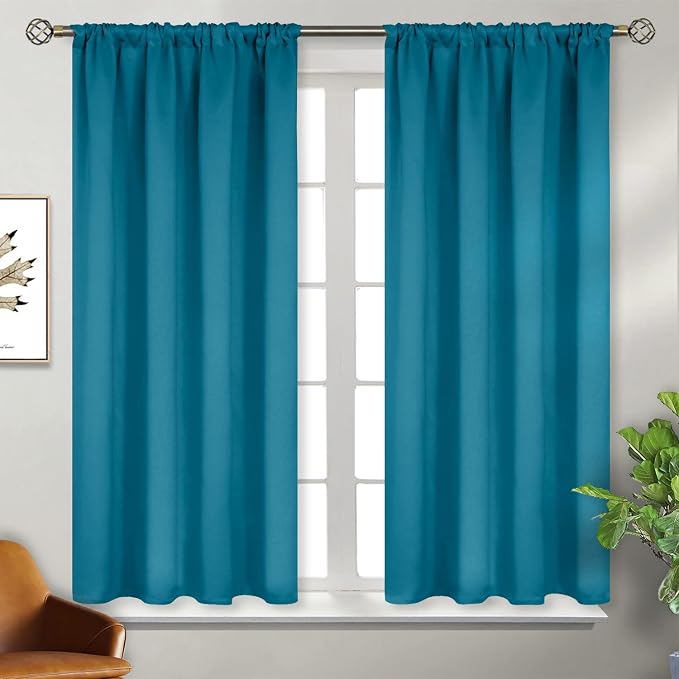 BGment Peacockblue Blackout Curtains 45 Inches Long - Image 2