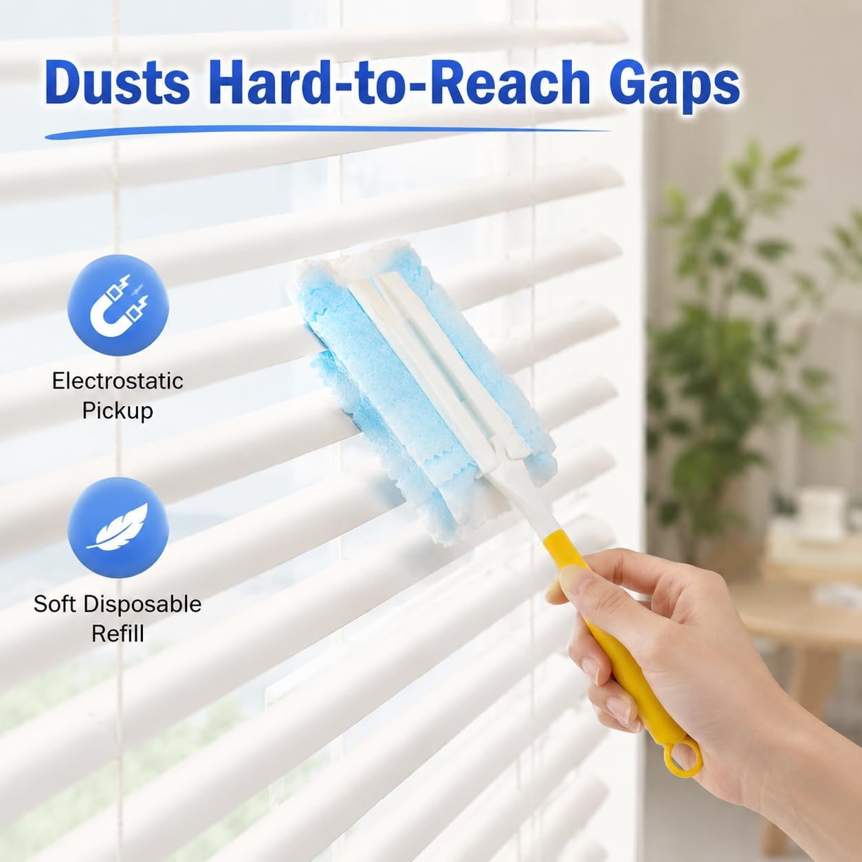 10pcs Duster Refills, Microfiber Cleaning Tools with 1 Handle, Electrostatic Duster Replacement Head, Disposable Cleaning Supplies for Car Kitchen Bedroom Furniture Blinds