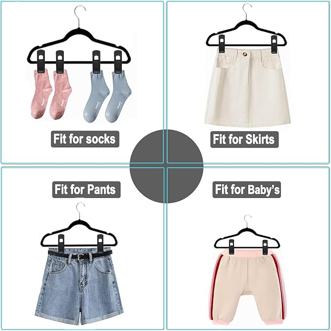 Hanger Clips Perfect for Velvet Hangers, Strong Plastic Clips Pant Skirt Hanger - Image 5