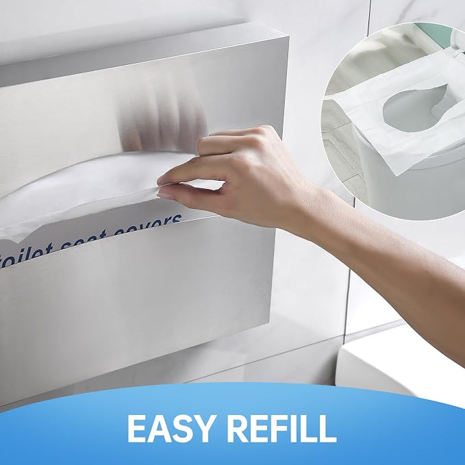 2 Packs Toilet Seat Cover Dispenser Wall Mounted SUS 304 Stainless Steel Brushed - Image 3