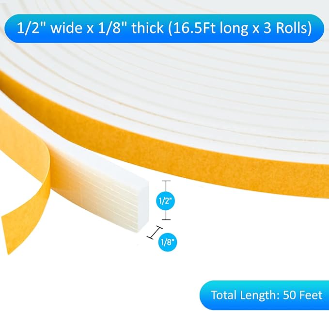 High Density Foam Weather Stripping Door Seal Strip Insulation Tape Roll - Image 2