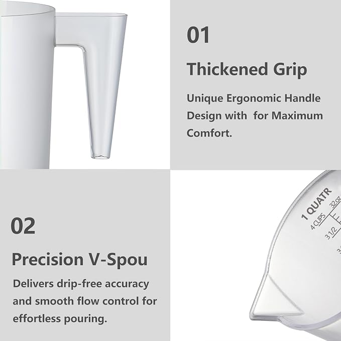 Food-Grade Plastic Measuring Pitcher – 64 Ounce & 8 Cups Measuring Cups - Image 5