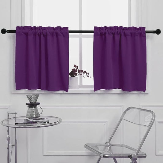 Pickluc Purple Cafe Half Window Curtain, 30 Inches Length, Rod Pocket Small by PICKLUC