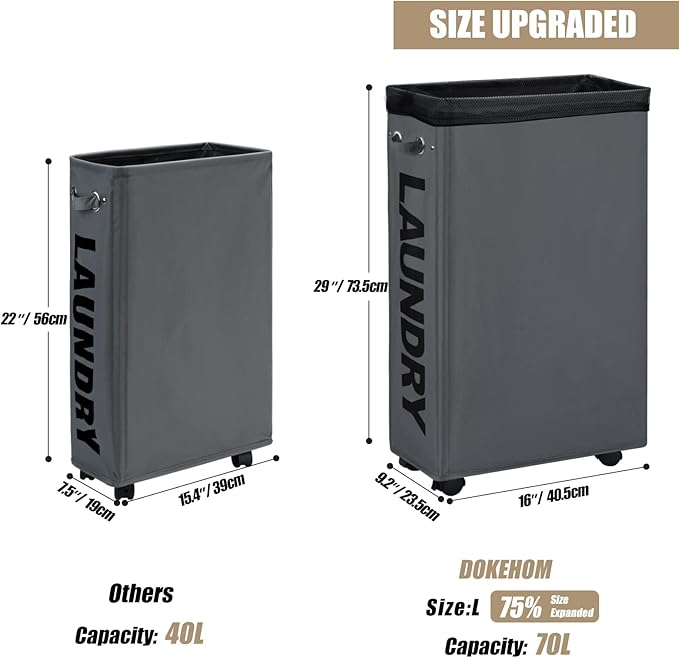 DOKEHOM 29-Inches Enlarged Slim Laundry Basket - Image 3