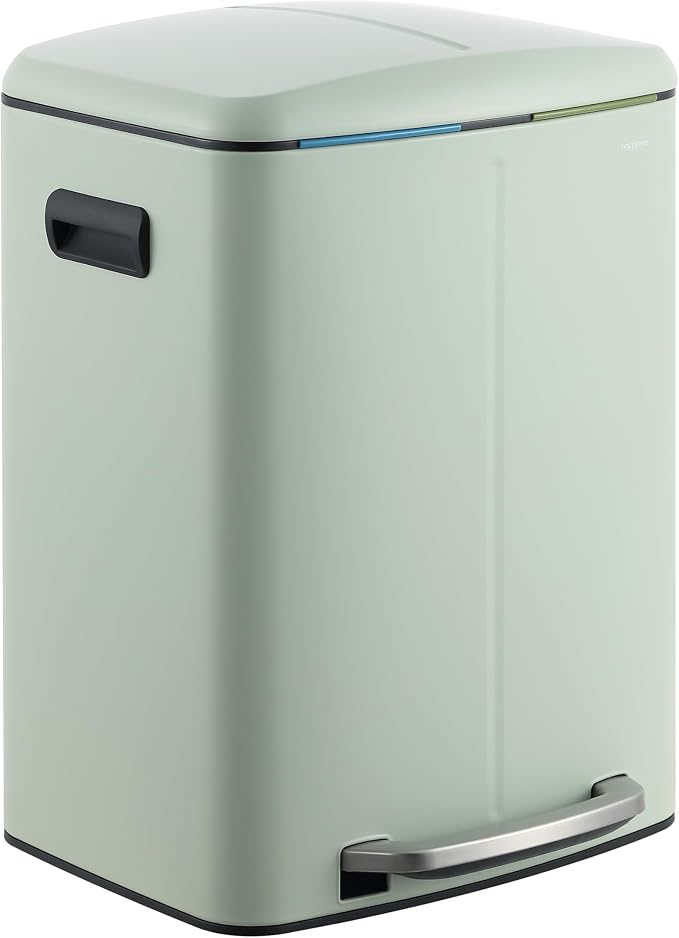 happimess HPM1005E Marco Rectangular 10.6-Gallon Double Bucket Trash Can by Happimess