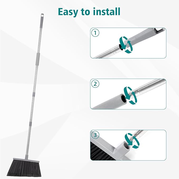 PBHEPJ Broom, Outdoor Broom for Floor Cleaning, Hard Bristle Angle Broom for - Image 4