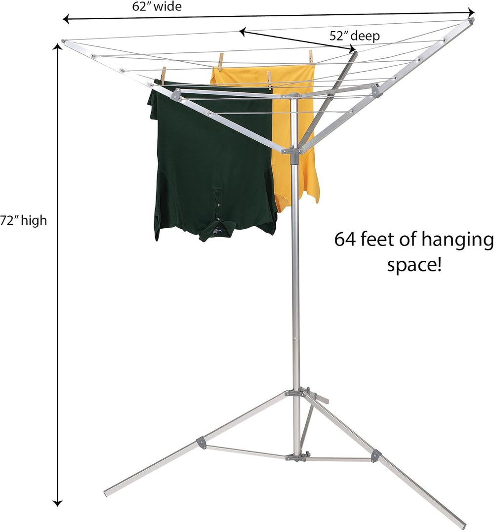 Household Essentials Portable Umbrella Clothesline, 64 Ft of Hanging Space, P...
