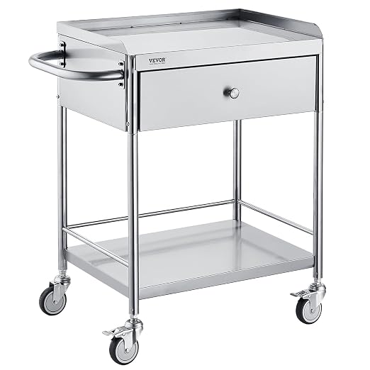 VEVOR Medical Cart, 2-Layer Stainless Steel Cart 220 lbs Weight Capacity by VEVOR