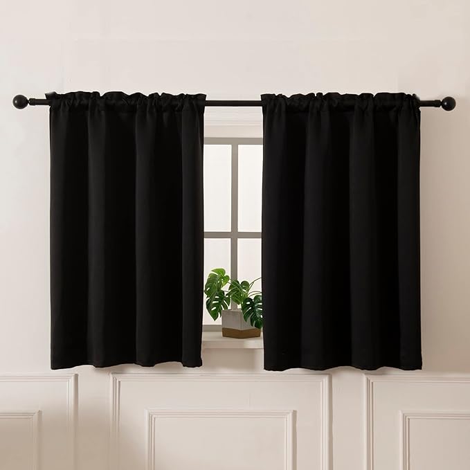 Pickluc Blackout Curtains 45 Inches Long 2 Panels, Room Darkening Tiers by PICKLUC