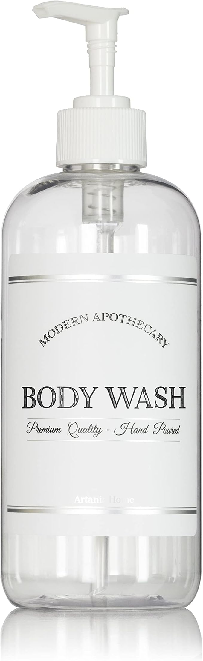 Refillable Clear PET Plastic 16 oz Body Wash Bottle by ArtanisHome