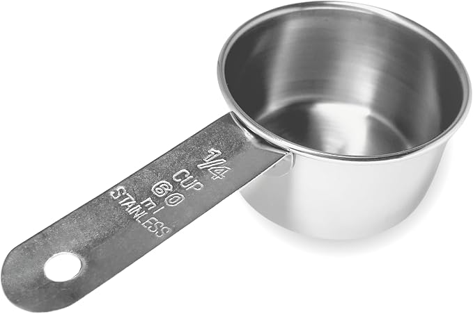 1/4 Cup Stainless Steel Measuring Cup | Sturdy Metal 60 ml | 60 cc | 2 oz | by Knupp+Co.