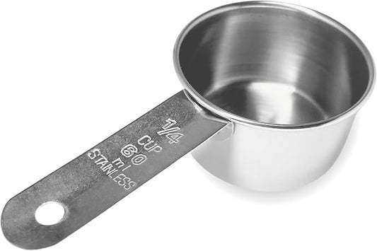 1/4 Cup Stainless Steel Measuring Cup | Sturdy Metal 60 ml | 60 cc | 2 oz | by Knupp+Co.