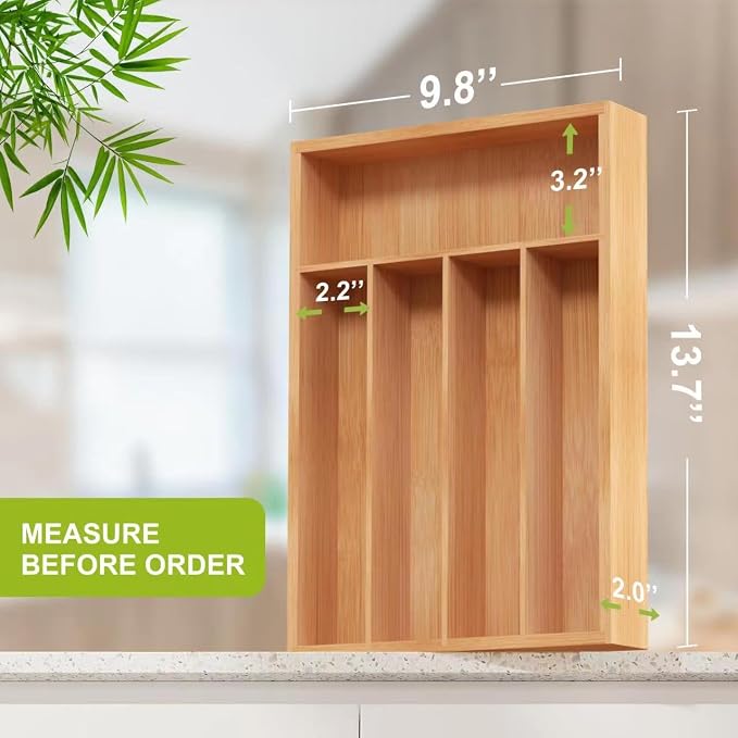 Bamboo Utensil Drawer Organizer, Kitchen Organizer - Image 3